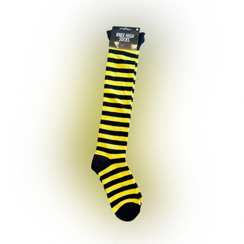 NWT Black and Yellow Striped Knee-High Socks